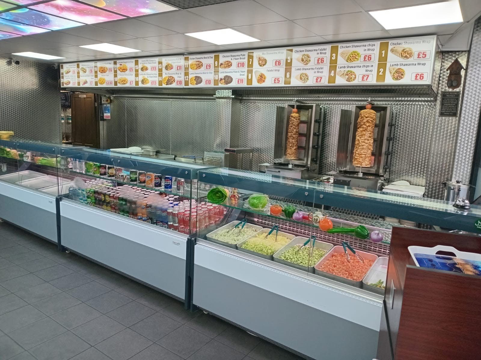 The genuine Daily Shawarma counter and rotisserie