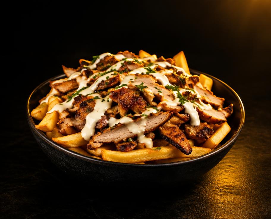Illustration of Chicken Shawarma Meat & Chips