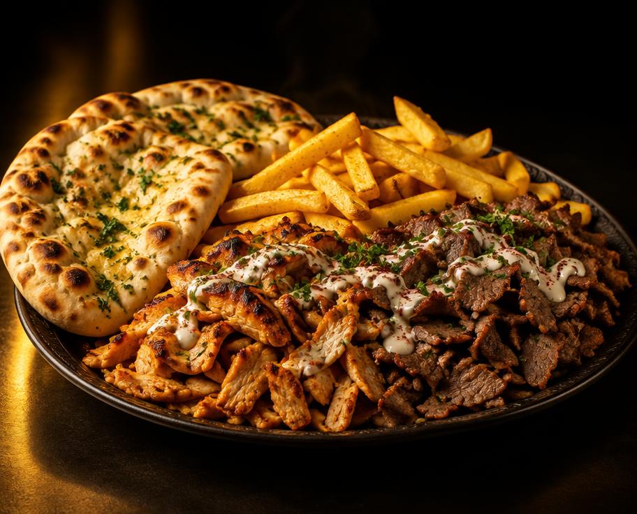 Illustration of Combo Mix Shawarma Chips & 2 Naan Bread
