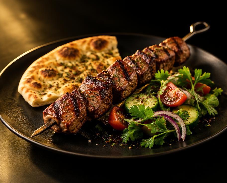 Illustration of Lamb Shish, Salad & 1 Bread