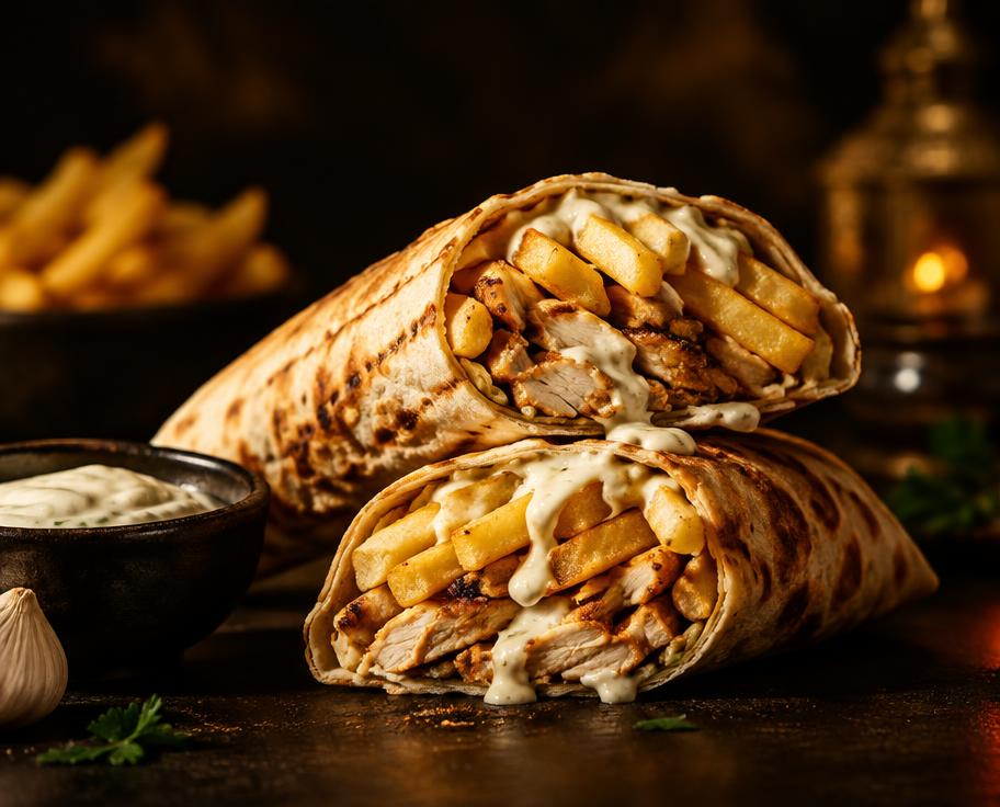 Illustration of Chicken Shawarma Chips in Wrap
