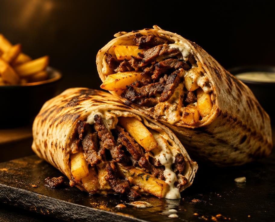 Illustration of Lamb Shawarma Chips in Wrap